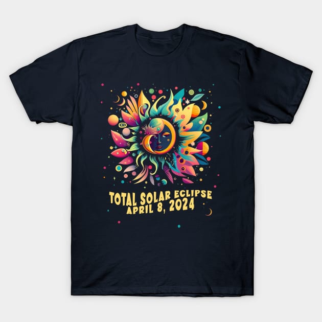 TOTAL SOLAR ECLIPSE APRIL 2024 Hippie Pop Art T-Shirt by Scarebaby